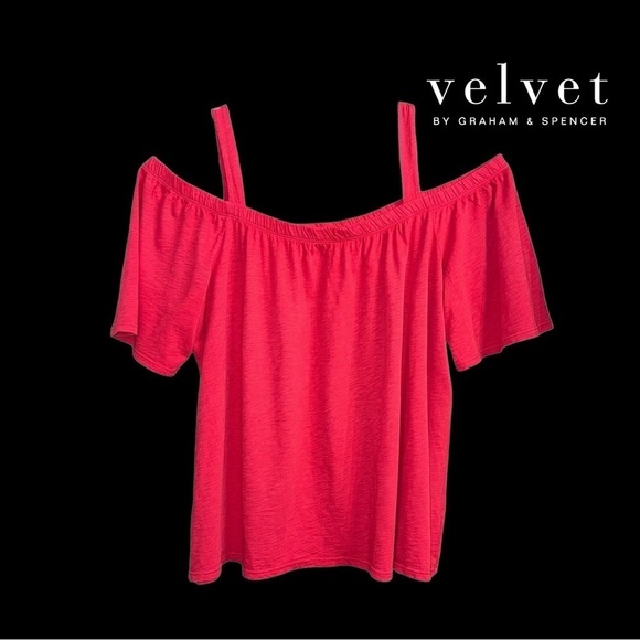 Velvet By Graham & Spencer (EUC) Cold Shoulder Top Size XL, 100% Cotton - Picture 1 of 9